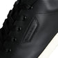 Dolce & Gabbana Black Leather Portofino Low Top Sneakers Shoes