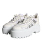 Dolce & Gabbana White Silver Chunky Platform Sneakers Shoes