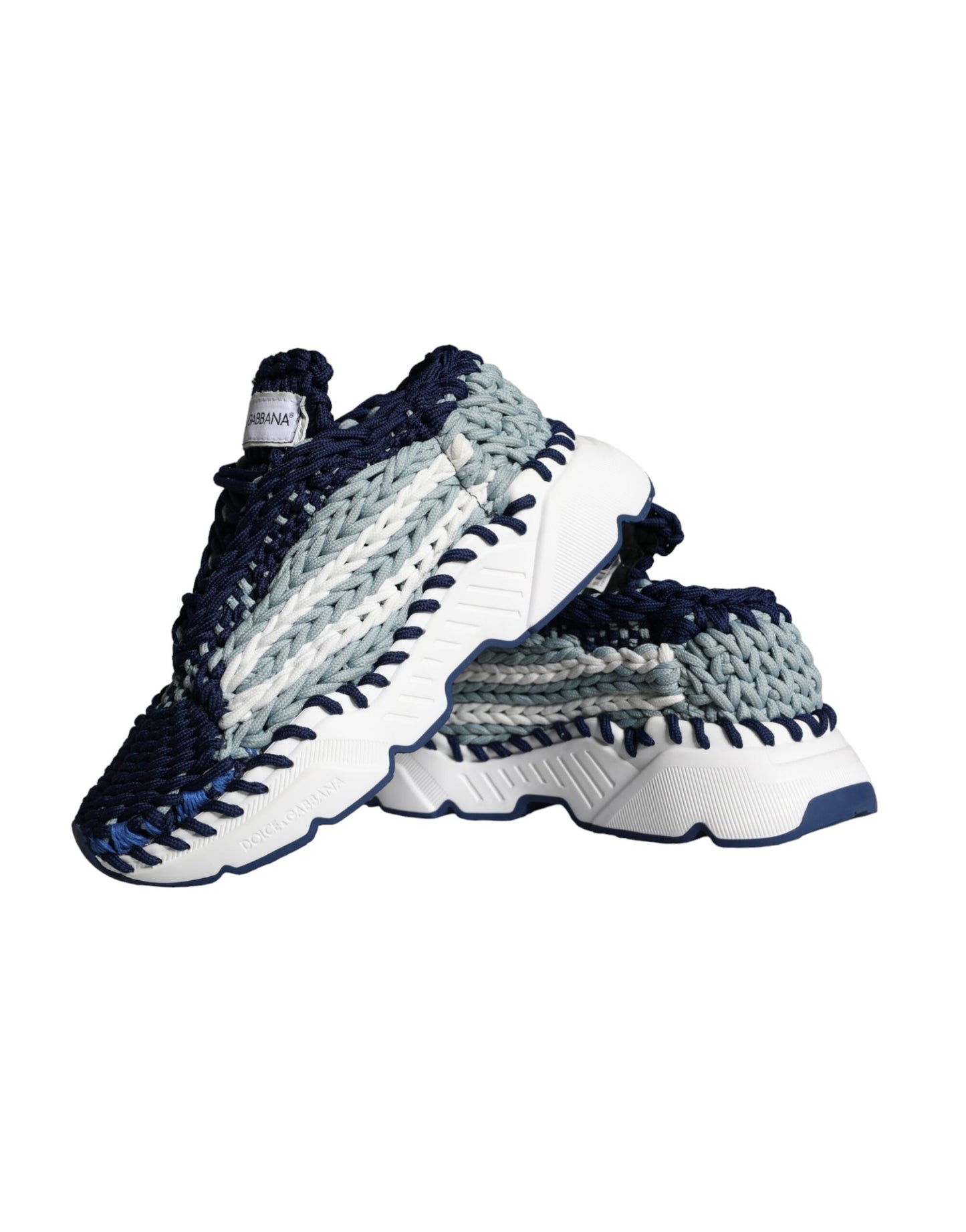 Dolce & Gabbana Blue White Daymaster Crochet Low Top Sneakers Shoes