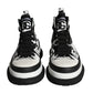 Dolce & Gabbana Black White Checkered High Top Sneakers Shoes