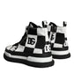 Dolce & Gabbana Black White Checkered High Top Sneakers Shoes