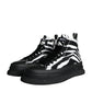 Dolce & Gabbana Black White Zebra High Top Men Sneaker Shoes