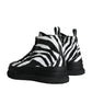 Dolce & Gabbana Black White Zebra High Top Men Sneaker Shoes