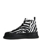 Dolce & Gabbana Black White Zebra High Top Men Sneaker Shoes