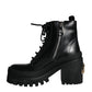 Dolce & Gabbana Black Lace Up Trekking Ankle Boots Men Shoes