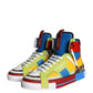 Dolce & Gabbana Multicolor Leather High Top Sneakers Shoes