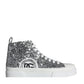 Dolce & Gabbana Silver White Sequined High Top Sneakers Shoes