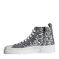 Dolce & Gabbana Silver White Sequined High Top Sneakers Shoes