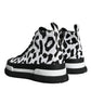 Dolce & Gabbana Black White Leopard High Top Sneaker Shoes