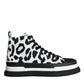 Dolce & Gabbana Black White Leopard High Top Sneaker Shoes