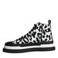 Dolce & Gabbana Black White Leopard High Top Sneaker Shoes