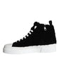 Dolce & Gabbana Black White Fur Logo High Top Sneaker Shoes