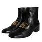 Dolce & Gabbana Black Lambskin Leather Men Ankle Boots Shoes