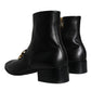 Dolce & Gabbana Black Lambskin Leather Men Ankle Boots Shoes