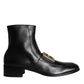 Dolce & Gabbana Black Lambskin Leather Men Ankle Boots Shoes