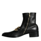 Dolce & Gabbana Black Lambskin Leather Men Ankle Boots Shoes