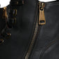 Dolce & Gabbana Black Lace Up Mid Calf Boots Men Shoes