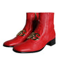 Dolce & Gabbana Red Lambskin Leather Men Ankle Boots Shoes