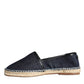 Dolce & Gabbana Blue Denim Cotton Leather Espadrilles Shoes