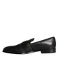 Dolce & Gabbana Black Leather Logo Loafers Men Dress Shoes