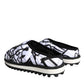 Dolce & Gabbana Black White Quilted Logo Sandals Slides Shoes