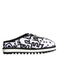 Dolce & Gabbana Black White Quilted Logo Sandals Slides Shoes