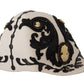 Dolce & Gabbana White Black Wool Embroidered Cameo Brooch Hat