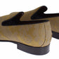 Dolce & Gabbana Yellow Gold Silk Baroque Loafers Shoes