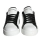 Dolce & Gabbana White Black Leather Crown Milano Sneakers Shoes