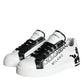 Dolce & Gabbana White Black Leather Crown Milano Sneakers Shoes