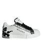 Dolce & Gabbana White Black Leather Crown Milano Sneakers Shoes