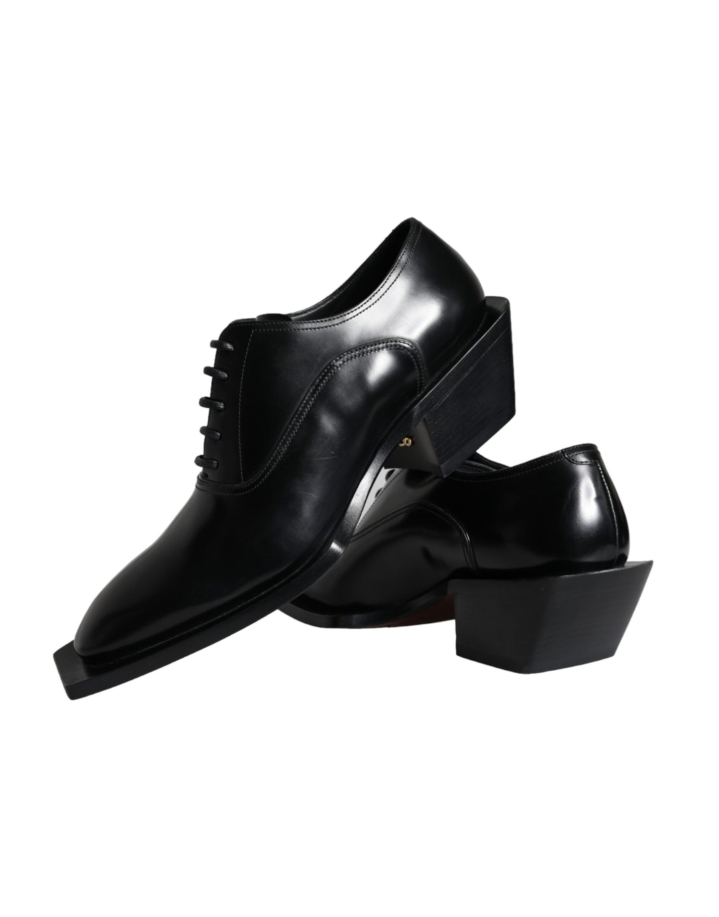 Dolce & Gabbana Black Calfskin Leather Derby Dress Men Shoes