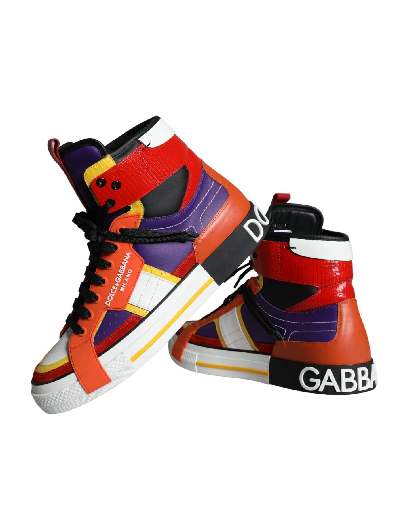 Dolce & Gabbana Multicolor Leather High Top Sneakers Shoes