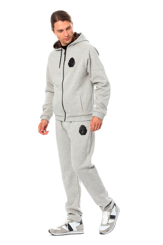 Billionaire Italian Couture Gray Cotton Hooded Sweatsuit