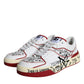 Dolce & Gabbana Red White Printed Leather Low Top Men Sneakers Shoes