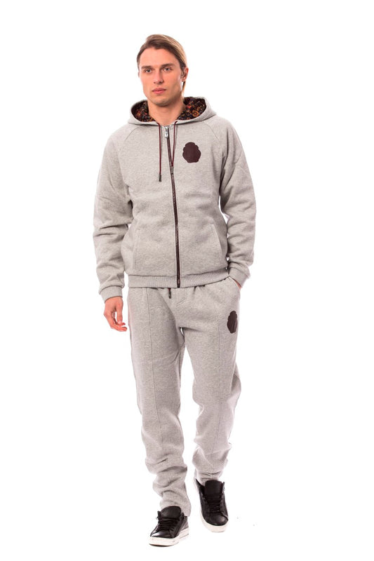 Billionaire Italian Couture Gray Cotton Hooded Sweatsuit