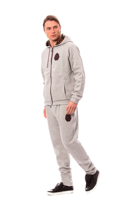 Billionaire Italian Couture Gray Cotton Hooded Sweatsuit