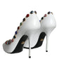 Dolce & Gabbana White Crystal Leather High Heels Pumps Shoes