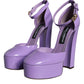 Dolce & Gabbana Purple Leather Platform Ankle Strap Sandals Shoes