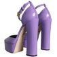 Dolce & Gabbana Purple Leather Platform Ankle Strap Sandals Shoes