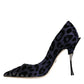 Dolce & Gabbana Dark Blue Leopard Lurex Heels Pumps Shoes