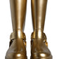 Dolce & Gabbana Metallic Gold Rubber PVC Rain Boots Shoes