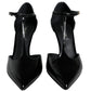 Dolce & Gabbana Black Leather T-strap Stiletto High Heels Shoes