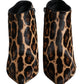 Dolce & Gabbana Brown Leopard Calf Fur Heels Ankle Boots Shoes