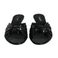 Dolce & Gabbana Black Leather Heels Slides Sandals Shoes