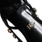 Dolce & Gabbana Black Leather Crystal Slingback Sandals Shoes