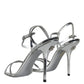 Dolce & Gabbana Silver KEIRA Leather AnkleStrap Sandals Shoes