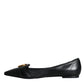 Dolce & Gabbana Black Devotion Leather Pointy Flats Shoes