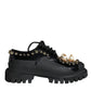 Dolce & Gabbana Black Leather Trekking Derby Embellished Shoes