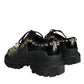 Dolce & Gabbana Black Leather Trekking Derby Embellished Shoes